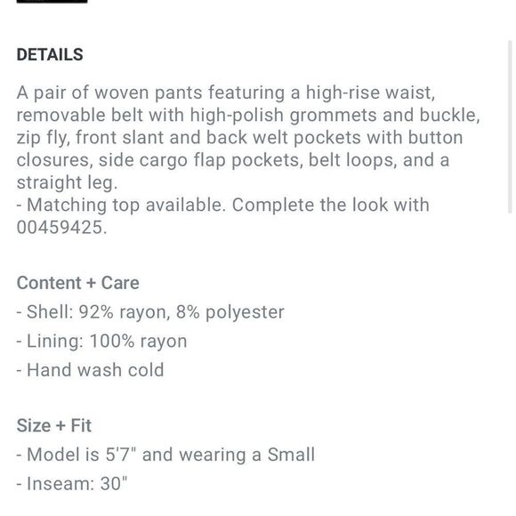 Forever 21 tan wide leg cargo pants with belt Sz S - Picture 8 of 8